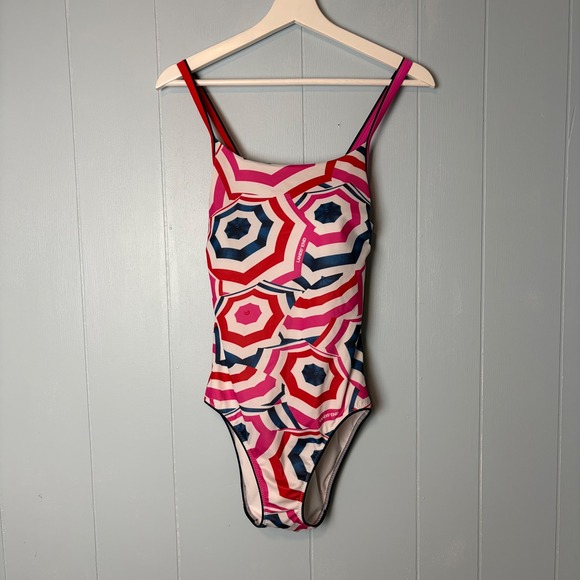 Lands' End Other - Lands' End Pink Red Navy Umbrella Print One Piece Swimsuit Size 6 Crossback